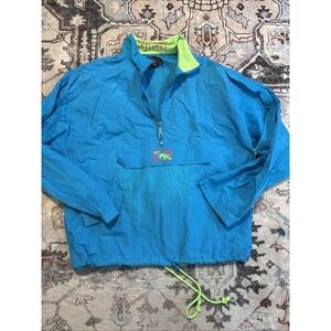 Vtg 90s Gotcha Jacket M Blue Packable Pullover Windbreaker Anorak Surf Skate Zip